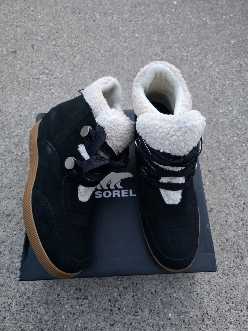 Sorel Black Suede Sherpa-Lined Ankle Boots Women Size 10